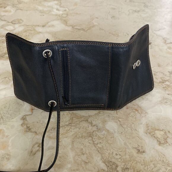 Delane Leather Compact Leather Wallet w/ Cross Body Strap - Picture 8 of 17